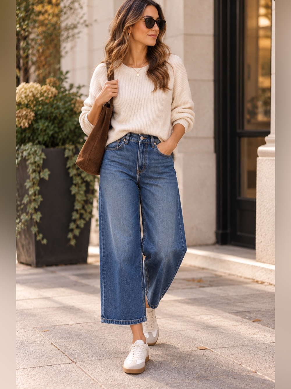 rag & bone Wide-Leg High-Rise Blue Jeans